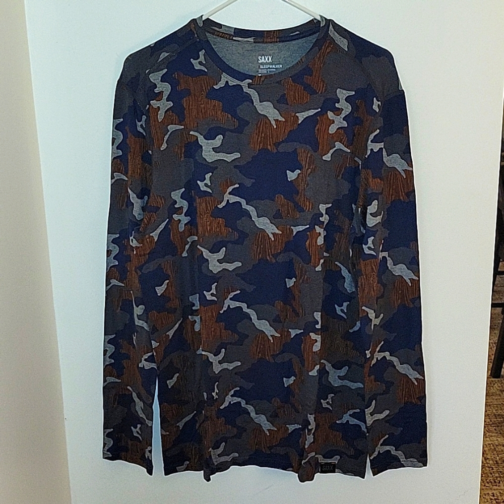 SAXX Sleepwalker LS Tee Size M Woodgrain Camo